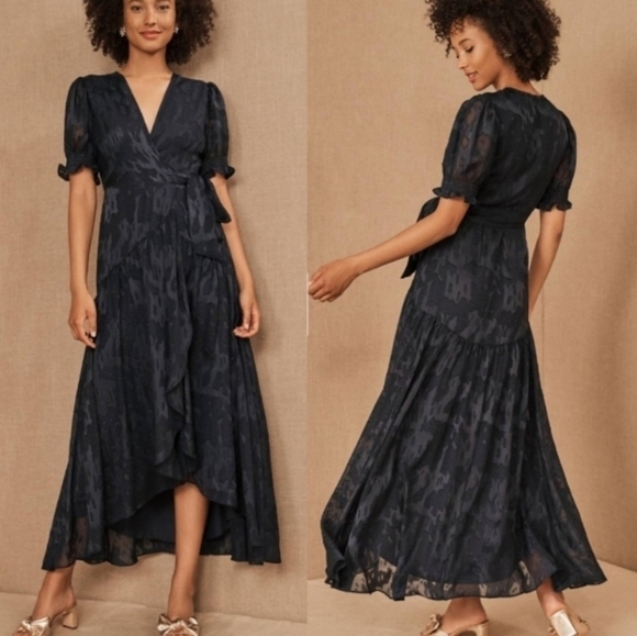 BHLDN Dresses & Skirts - Anthropologie Hutch for BHLDN Biscayne Dress in Navy XS Wrap Midi